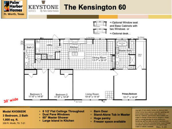 KH30603K Kensington 60 Floorplan
